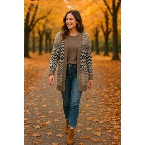 American Eagle Outfitters Women’s Open Front  Cardigan Sweater Small Brown Cream